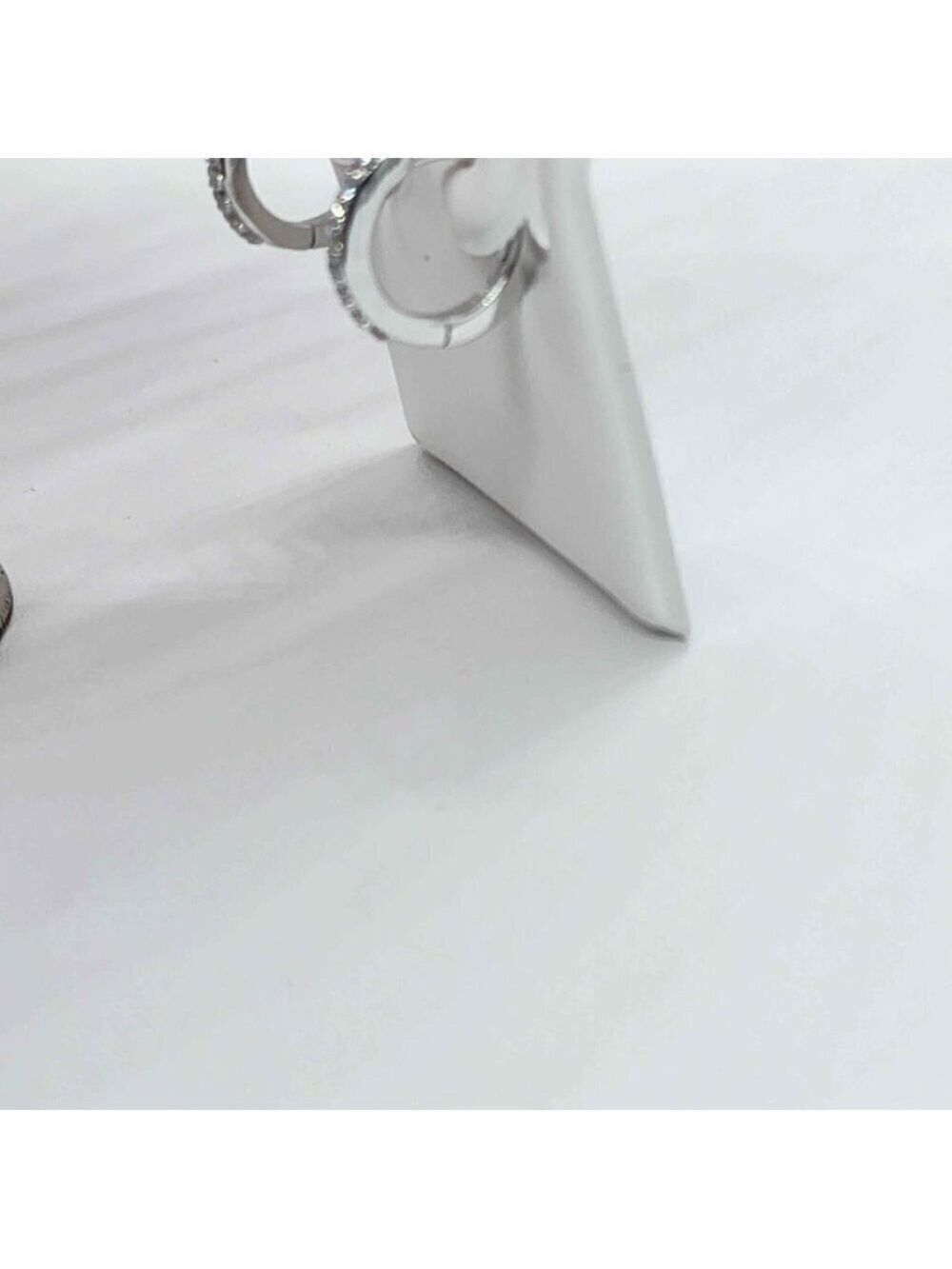 Brand New  Sterling Silver 925 cz stones huggie Earrings - Picture 3 of 4